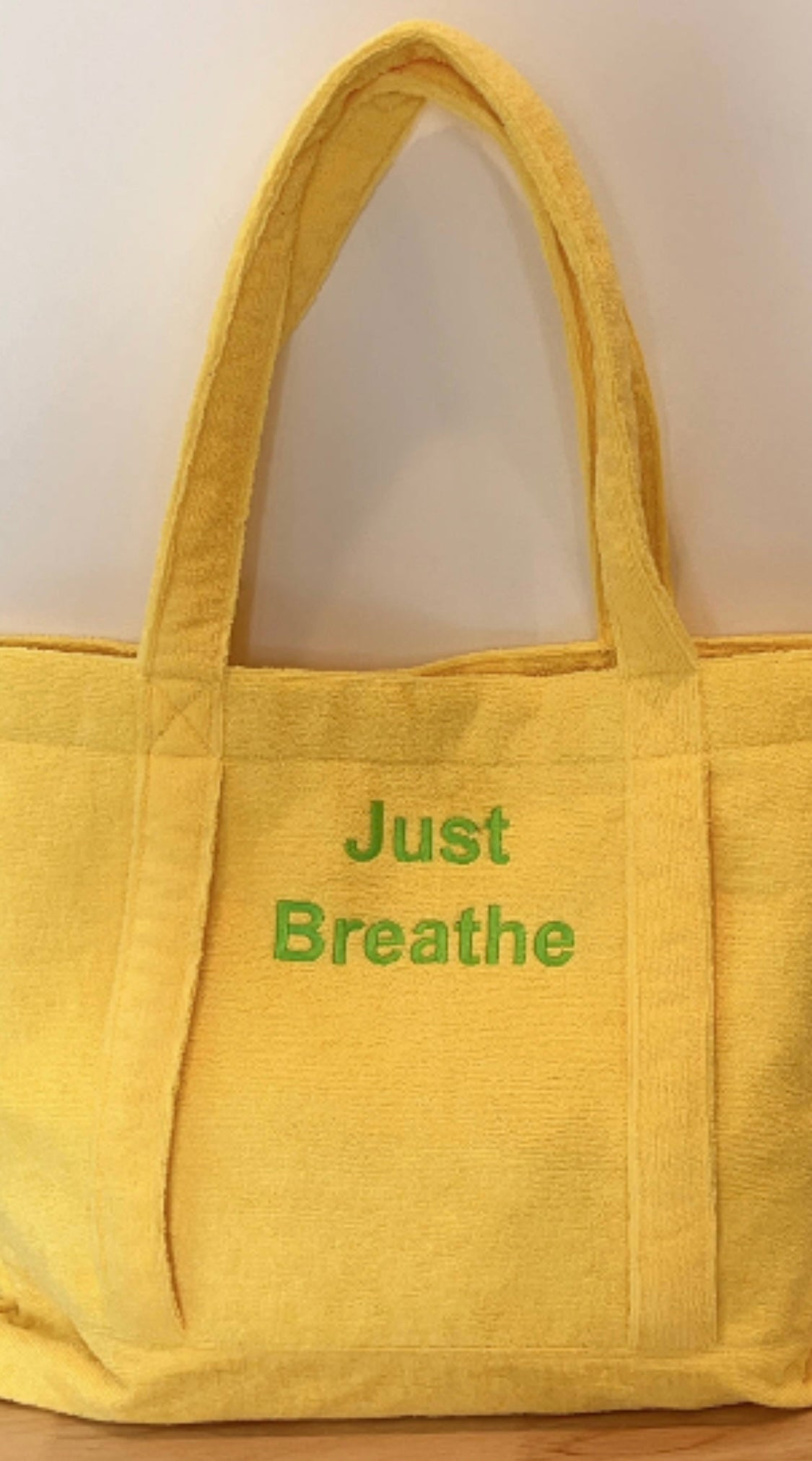 Terry Cloth Fabric Just Breathe and Living My Beach Life Bag